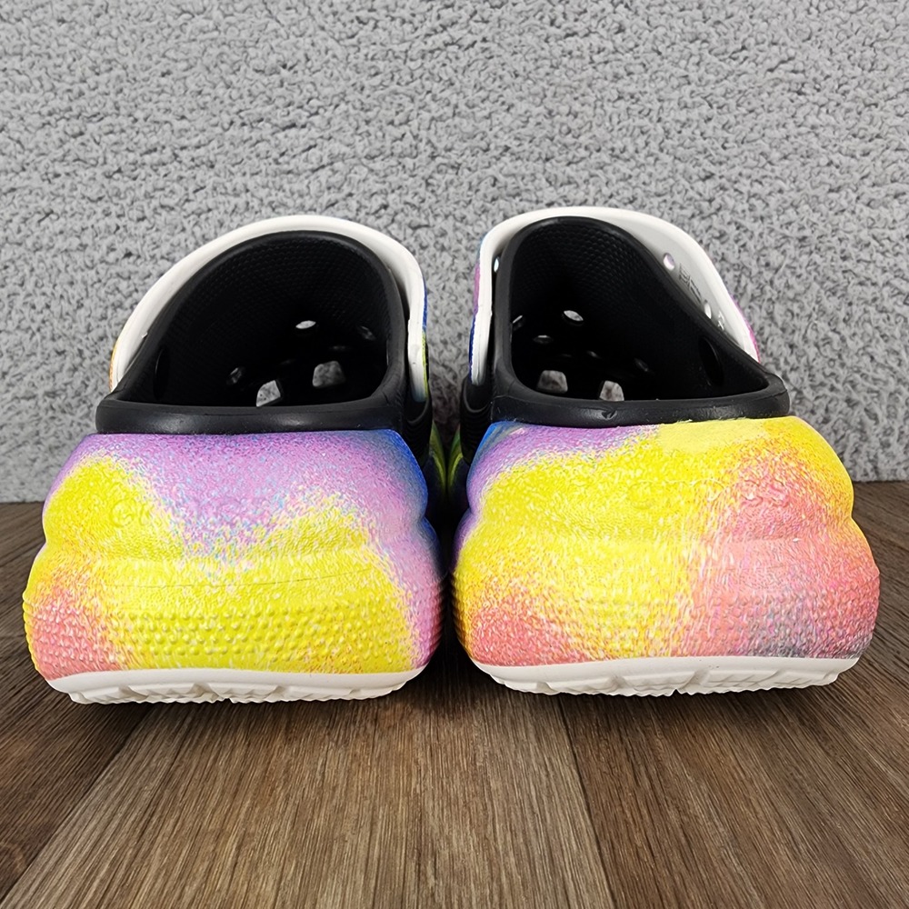 Crocs Classic Bae Clog Black Rainbow Spray Dye Platform Sandals Women Size 7 - Picture 5 of 9